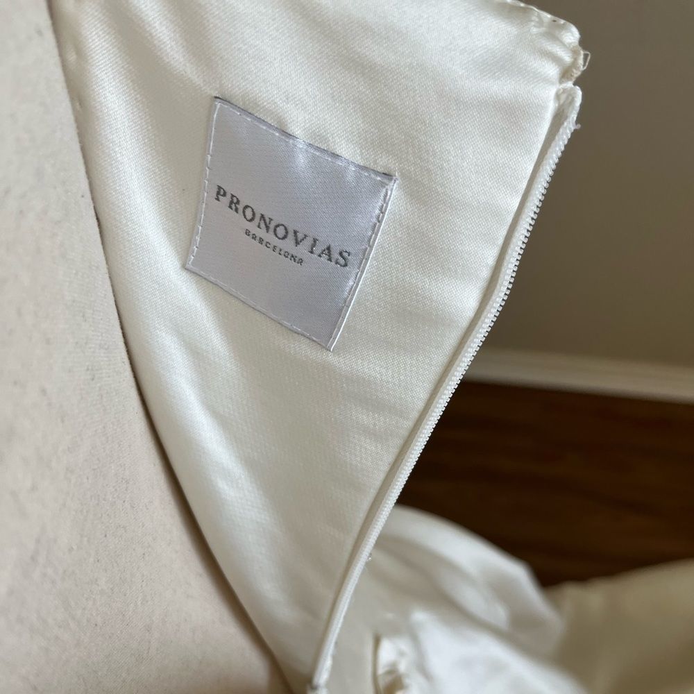 Pronovias Silk Wedding Dress with Bustled Train Size 10 - Picture 7 of 10